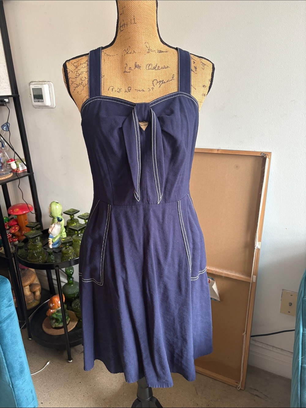 Navy Tie-Front Sundress with Sailor Style